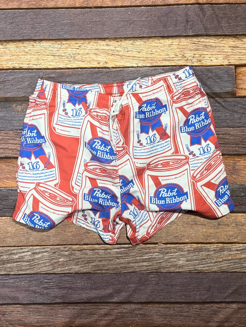 Pabst Blue Ribbon Beer Swim Trunks Medium Board Shorts